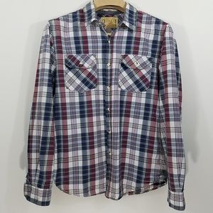 21 MEN Button Down Plaid Fited Size M